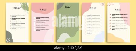Set collection of to do check list blank daily or weekly planner. Suitable for print and web, social media story stories banner, diary, notebook templ Stock Vector