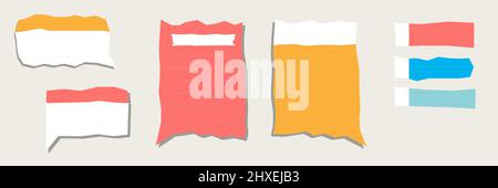 Set of abstract zigzag bubble chat message in flat style design. Vector illustration Stock Vector