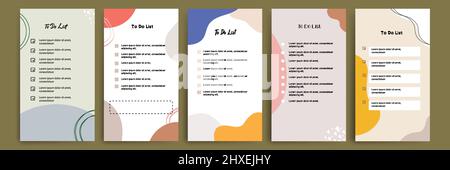 Set collection of to do check list blank daily or weekly planner. Suitable for print and web, social media story stories banner, diary, notebook templ Stock Vector