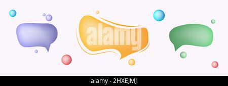 Set of abstract organic fluid bubble chat message in 3d effect style design. Vector illustration Stock Vector