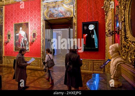 Torino, Italy - November 2012: Robert Wilson's Portraits at Palazzo Madama. Videoportrait of Jeanne Moreau. Wilson has taken well-known celebrities, a Stock Photo