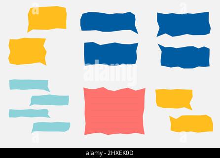 Set of abstract zigzag bubble chat message in flat style design. Vector illustration Stock Vector
