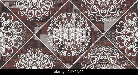 Multicolor Digital Wall Tiles Decor For Interior Home Decoration, Wall Tile Design For Bathroom. Stock Photo