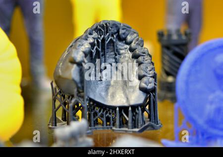 The lower jaw of a man, created on a 3d printer from a photopolymer material Stock Photo