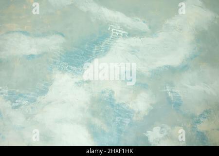 Blue painted on white wall, abstract texture background. Stock Photo