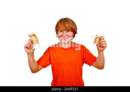 Euros flying around a boys head Stock Photo