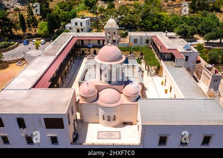 The small traditional village of Kolybari with monastery of Panagia Odigitria, Chania, Crete, Greece. Stock Photo