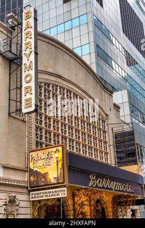 Ethel Barrymore Theatre Marquee in Times Square featuring the musical 'Paradise Square', NYC  2022 Stock Photo