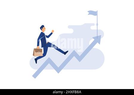 Running towards the goal. Business vector illustration Stock Vector
