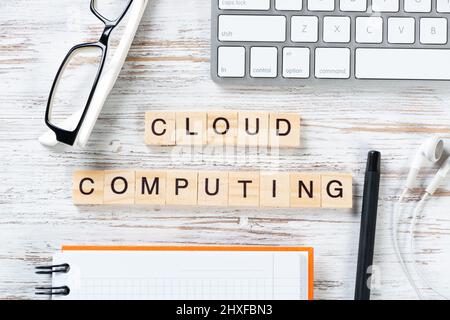 Cloud computing concept with letters on cubes Stock Photo