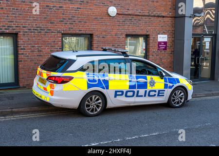 Lincolnshire police car parked on Beaumont Fee roadside 2022 Stock Photo