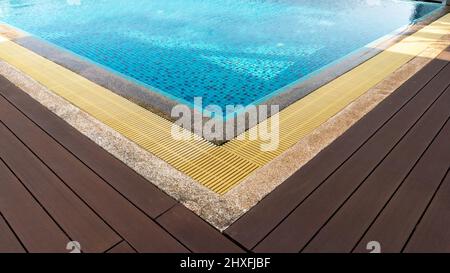clean water swimming pool in the condominium roof top view, Stock Photo