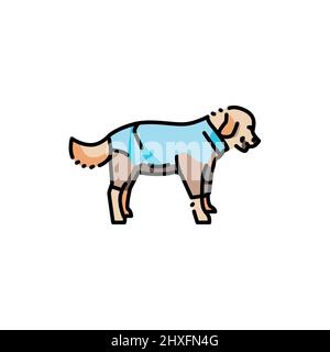 Golder retriever wearing raincoat color line icon. Pictogram for web ...