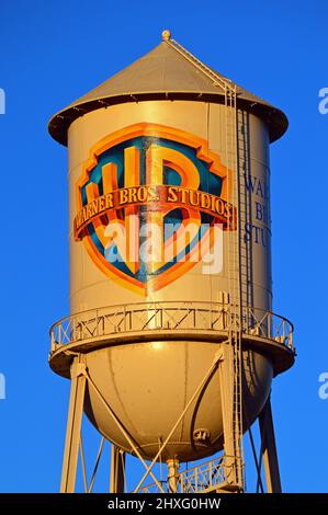A water tower on the Warner Brothers movie studio lot Stock Photo
