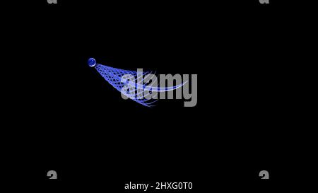 Energy comet with spiral shaped tail in space, modern abstract background. Design. Colorful sphere flying chaotically with a stream of light Stock Photo