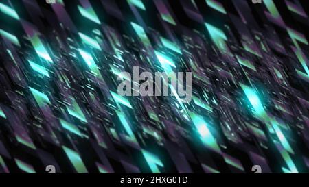 Cracked or broken glass shards flying background, seamless loop. Motion. Diagonally moving rhombus shaped particles. Stock Photo