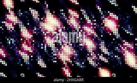 Mosaic background, colorful pixelated gradient animation, seamless loop. Motion. Moving bokeh stains glowing and running down. Stock Photo