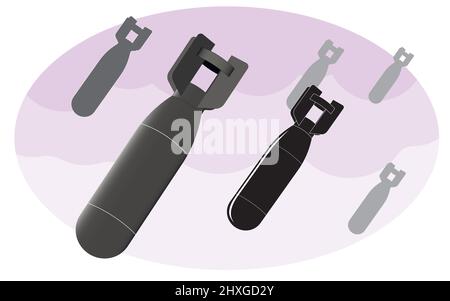 Flying bombs against the sky. War. Flat vector illustration. Stock Vector