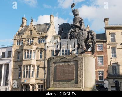 Equestrian statue of the 3rd Marquis of Londonderry, Charles William Vane Stewart, in the Market Place, Durham City, England, UK Stock Photo
