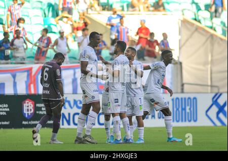 Luiz Otavio of Bahia Celebrates his goal (1-1) during the Brazilian  National league (Campeonato Brasileiro) football match between Palmeiras v  Bahia at Allianz Parque formerly known as Palestra Italia in Sao Paulo