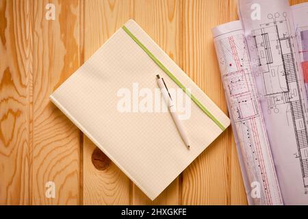Workplace of foreman or construction engineer Stock Photo