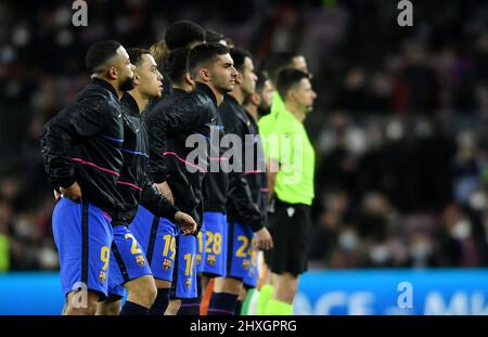 Barcelona,Spain.10 March,2022.  FC barcelona team before the Europa League match between FC Barcelona and Galatasaray SK at Camp Nou Stadium. Stock Photo