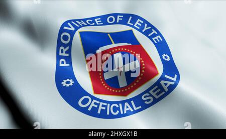 3D Illustration of a waving Philippines province flag of Leyte Stock Photo