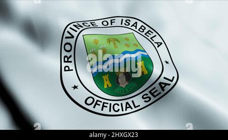 3D Illustration of a waving Philippines province flag of Isabela Stock Photo