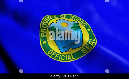 3D Illustration of a waving Philippines province flag of Ifugao Stock Photo