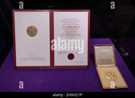 Bucharest, Romania - May 19, 2018: The Nobel Prize of George Emil Palade is donated by his descendants to the National History Museum of Romania, in B Stock Photo