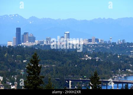 Seattle Skyline view from Bellevue, Washington USA Stock Photo