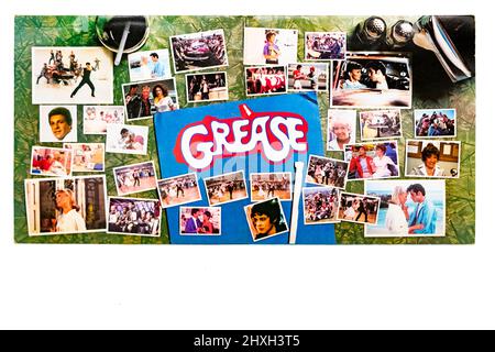 inside gatefold of grease the musical film vinyl LP record cover Stock Photo