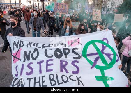 Sister Uncut came out in large with Marvina Newton & Patsy Stevenson to protest against the abusive Powers of the Police against women and the Clapham Stock Photo