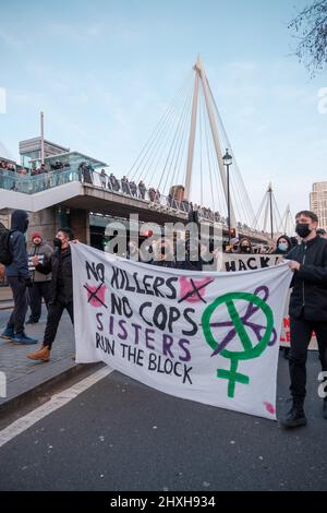 Sister Uncut came out in large with Marvina Newton & Patsy Stevenson to protest against the abusive Powers of the Police against women and the Clapham Stock Photo