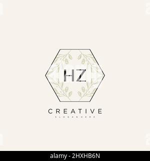HZ Initial Letter Flower Logo Template Vector premium vector Stock Vector