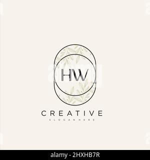 HW Initial Letter Flower Logo Template Vector premium vector Stock Vector