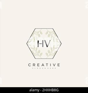 HV Initial Letter Flower Logo Template Vector premium vector Stock Vector