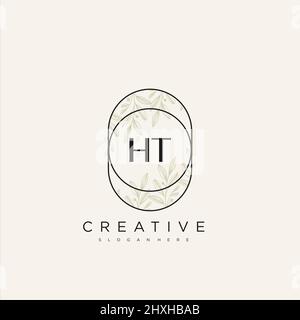 HT Initial Letter Flower Logo Template Vector premium vector Stock Vector