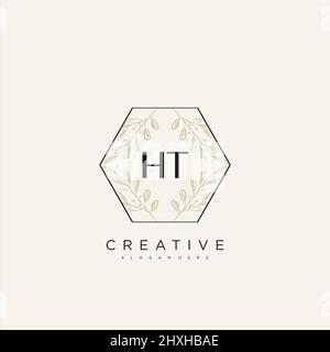 HT Initial Letter Flower Logo Template Vector premium vector Stock Vector