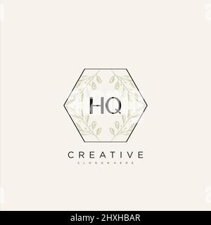HQ Initial Letter Flower Logo Template Vector premium vector Stock Vector