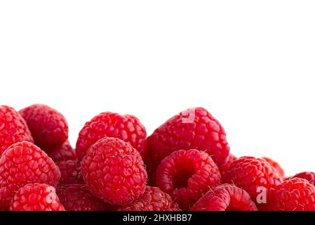 Fresh red ripe raspberries close-up. Raspberries background. Stock Photo