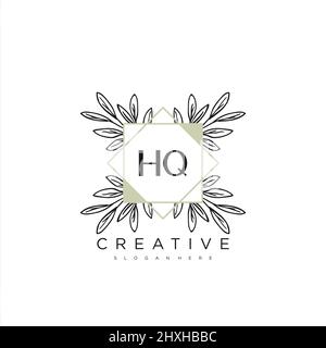 HQ Initial Letter Flower Logo Template Vector premium vector Stock Vector