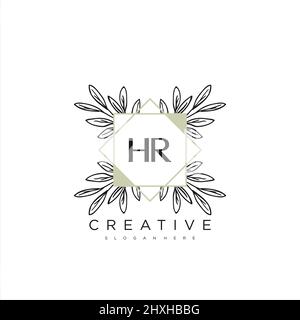 HR Initial Letter Flower Logo Template Vector premium vector Stock Vector