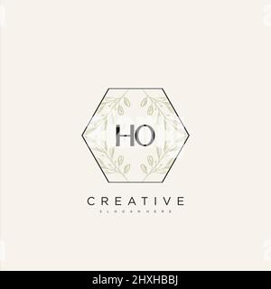 HO Initial Letter Flower Logo Template Vector premium vector Stock Vector
