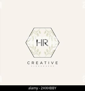 HR Initial Letter Flower Logo Template Vector premium vector Stock Vector