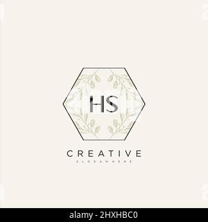 HS Initial Letter Flower Logo Template Vector premium vector Stock Vector