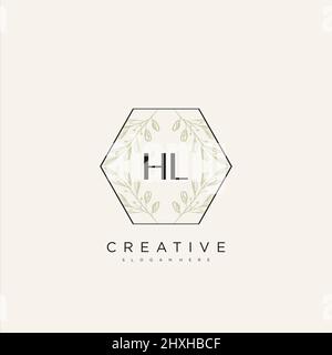 HL Initial Letter Flower Logo Template Vector premium vector Stock Vector