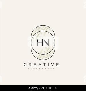 HN Initial Letter Flower Logo Template Vector premium vector Stock Vector