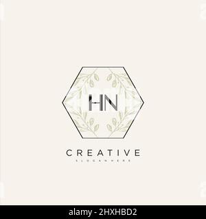 HN Initial Letter Flower Logo Template Vector premium vector Stock Vector