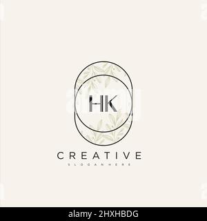 HK Initial Letter Flower Logo Template Vector premium vector Stock Vector